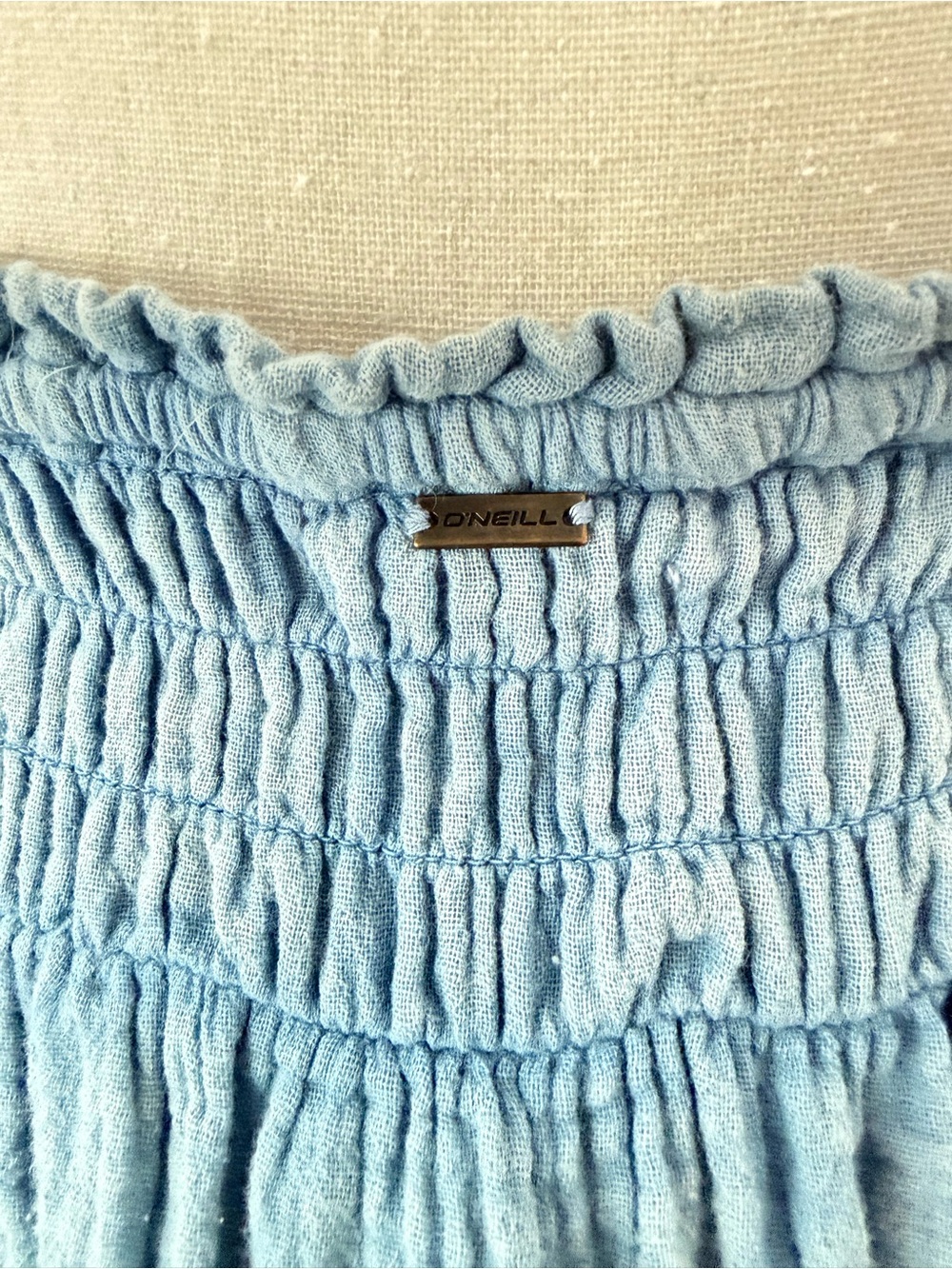O'Neill Blue Cotton Gauze Midi Dress Size Small | Deep V Boho Beachy Sundress - Picture 3 of 10